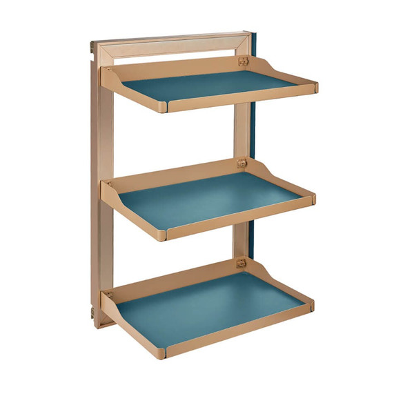 Slide-out teal wardrobe storage rack with side-mount sliding rails for efficient closet organization in Australian homes.