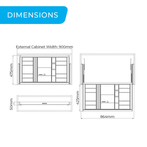Higold B Series Teal Pull Out Jewellery Drawer Organiser with Compartments for 900mm Wardrobe Cabinets Australia