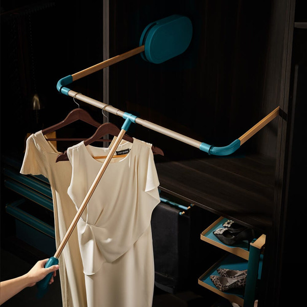 Higold B Series Teal Finish Lift Up and Down Wardrobe Clothes Hanging Rack for 900mm Cabinets Australia