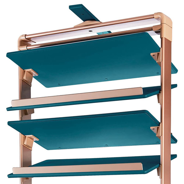 Modern 7-Tier Rotating Shoe Rack in Navy Blue Leather with Gold Accents for Australian Home Entryways