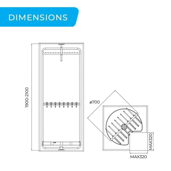 Higold B Series Rotating Multifunctional Trouser Rack Dimensions for 900mm Corner Cabinet Australia