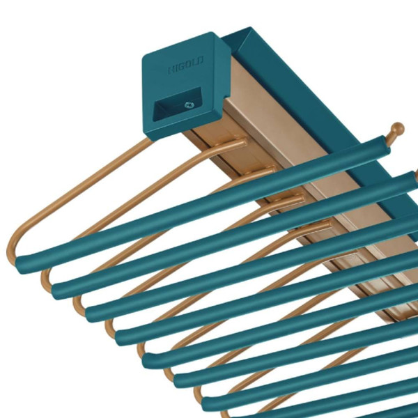 Higold B Series Tiffany Teal and Copper Pull Out Trouser and Belt Rack for 900mm Wardrobe Cabinet