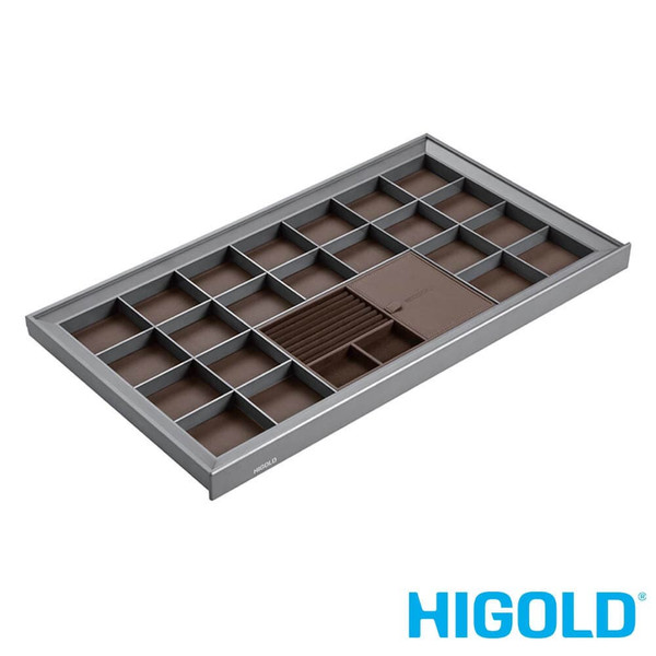 HIGOLD A Series Grey Pull Out Charm Storage Box for 900mm Wardrobe Cabinet Jewellery Organisation Australia