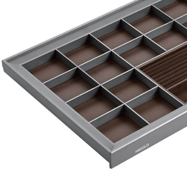 Higold A Series Pull Out Charm Storage Box in Grey Finish for 900mm Wardrobe Cabinets Australia