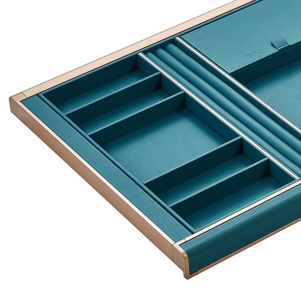 Higold B Series Turquoise Leather Accessory Box and Sliding Drawer Tray for Wardrobe Organization - Renovator Store Australia
