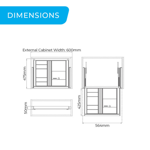 Higold B Series Teal Pull Out Jewellery Drawer Organiser and Accessories Box dimensions for 600mm wardrobe cabinet in Australia.