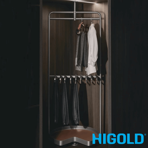 Higold A Series 3-Tier Slide Out Wardrobe Storage Basket in Natural Brown and Grey for 400mm Cabinets Australia