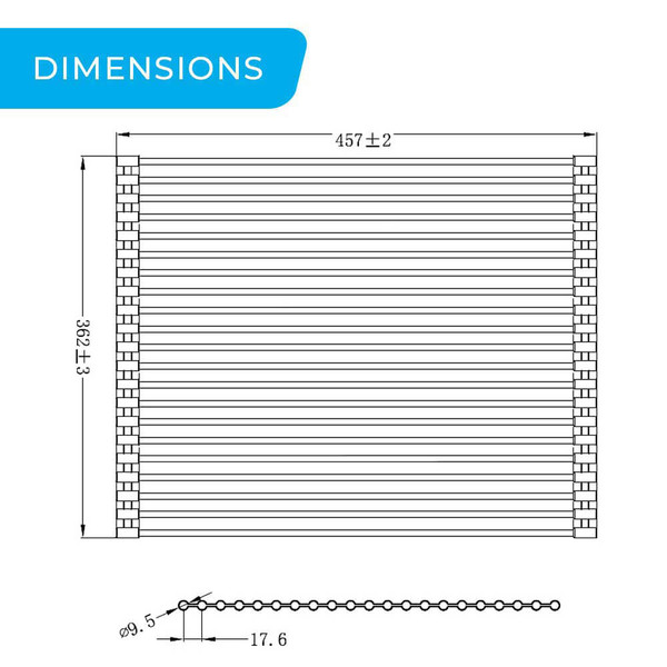 Higold 450mm Stainless Steel Rollable Drainer Tray Dimensions Diagram for Kitchen Sinks in Australia