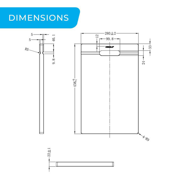 Higold Sapele Wood Chopping Board 438mm x 280mm Dimensions Diagram for Kitchen Sinks Sydney Australia