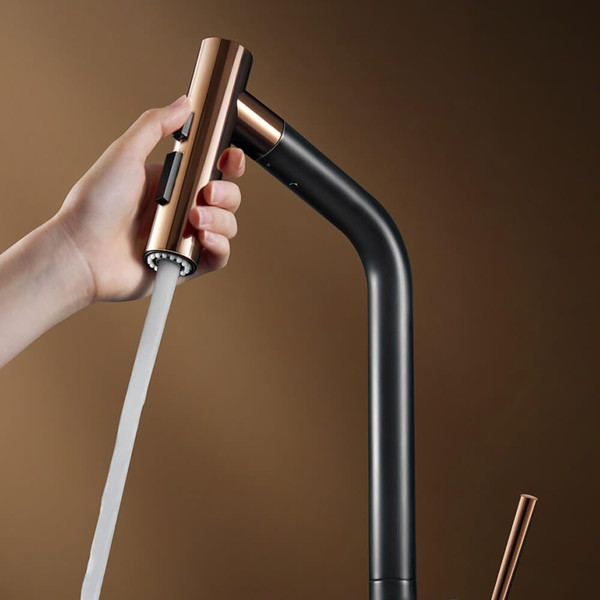 Modern Brushed Nickel Tri-Functional Pull-Out Kitchen Mixer Tap with 3-Way Filtered Water Spout for Australian Kitchen Sinks