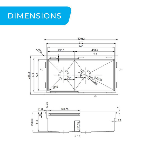 820Mm-Stainless-Steel-Double-Bowl-Workstation-Kitchen-Sink-Dimensions