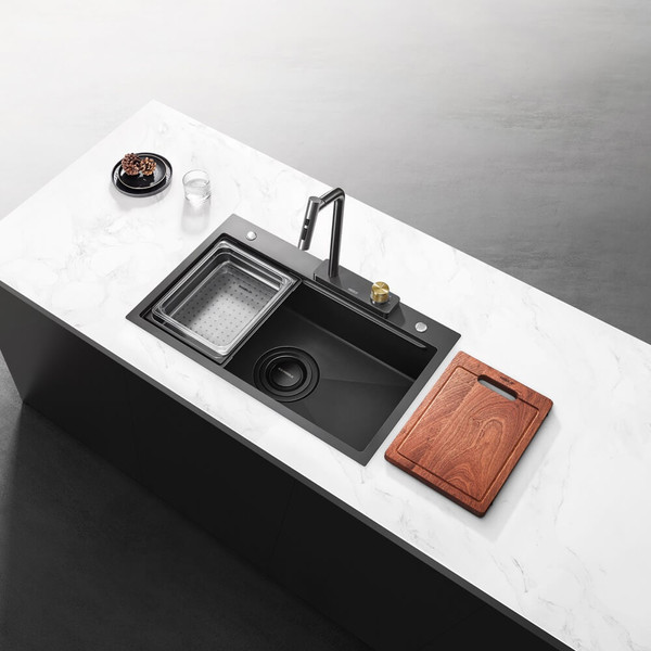 Piniz-770Mm-Single-Bowl-Workstation-Sink-Pvd-Black