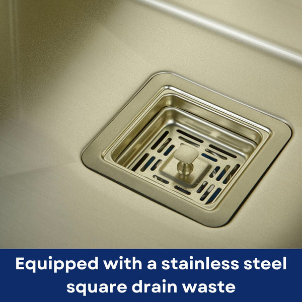 Higold Stainless Steel Square Sink Waste Gold Finish, Modern Kitchen Sink Accessory Australia