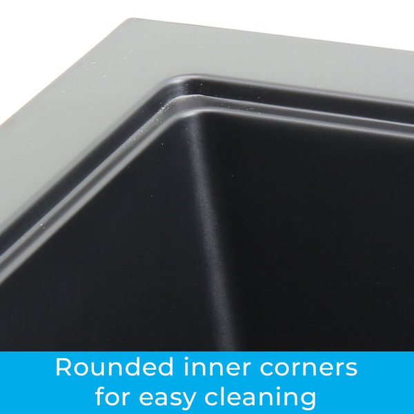 Higold Granite Composite Kitchen Sink with Smooth Rounded Corners, Modern Black Double Bowl Design Australia
