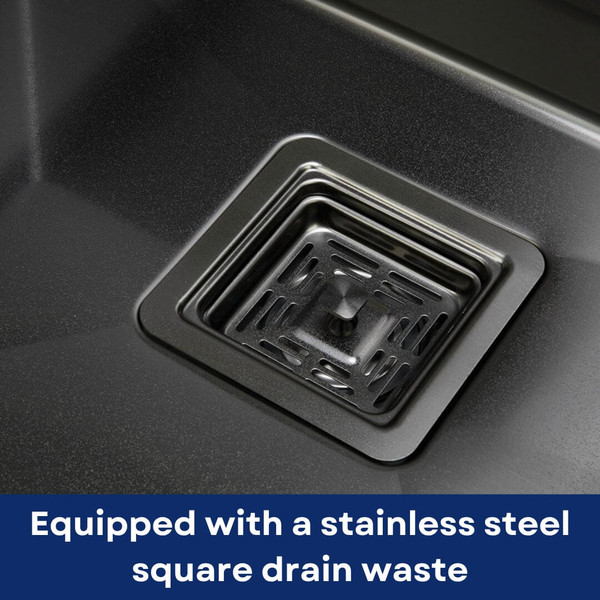 Higold Gunblack Double Bowl Kitchen Sink with Square Drain Waste for Modern Australian Homes