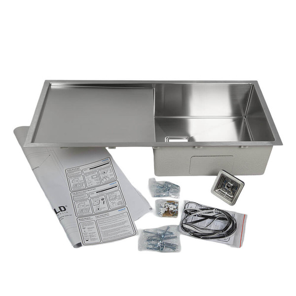 Higold Vante 1000mm Brushed Stainless Steel Single Bowl Kitchen Sink with Drainer and Accessories, Modern Inset or Undermount Sink Australia