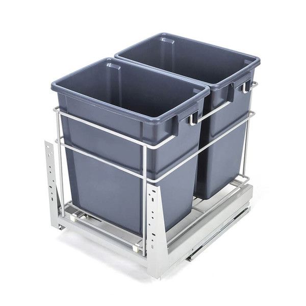 34L Twin Slide Out Concealed Kitchen Waste Bin in Dark Grey for 300mm Australian kitchen cabinets.