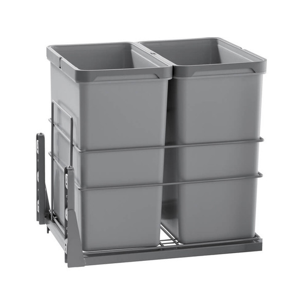 Higold 56L Dual Pull Out Concealed Kitchen Waste Bin for 450mm Australian kitchen cupboards in Grey.