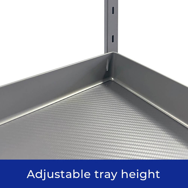 Adjustable height pull-out underbench kitchen storage baskets and movable tray organiser for modern pantry cabinets in Australia.