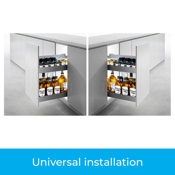Universal side-mount pull-out storage for kitchen under-bench cabinets, durable cupboard organiser for home renovations in Australia.
