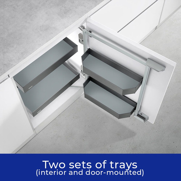 Under bench kitchen storage shelf for pantry and cabinet organization.