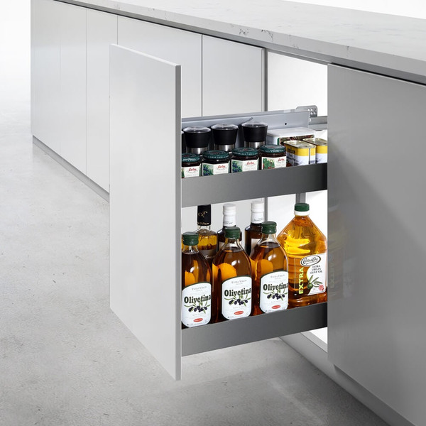 HIGOLD Shearer Pull Out Kitchen Cupboard Organiser for 300mm Cabinet with Two Matte Grey Side Mount Trays and Soft Close Mechanism