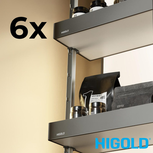 Higold Shearer Soft Close Pull Out Kitchen Pantry Unit with 6 Aerospace Aluminium Baskets and Textured Base - Renovator Store Australia
