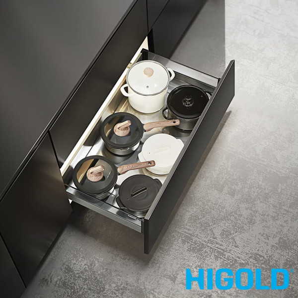 HIGOLD Shearer PRO 600mm Anthracite Grey Soft Close Pull Out Kitchen Drawer for Australian Base Cabinets