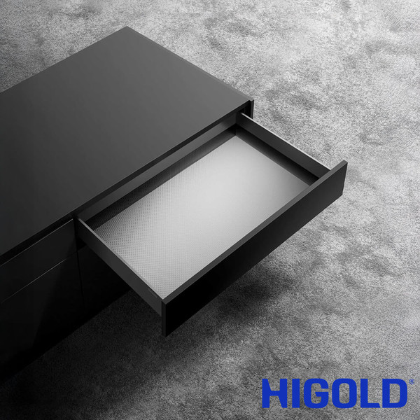Modern 600mm pull-out kitchen drawer system with soft-close runners and aluminium storage trays for underbench cabinet organization in Australia.