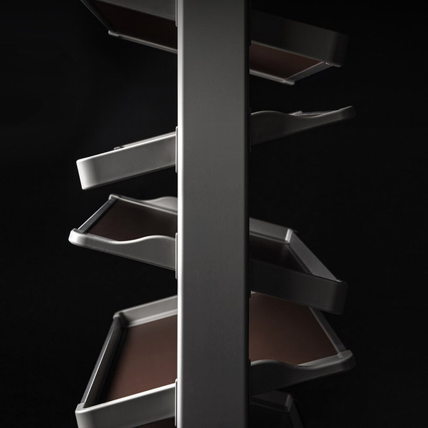 Natural brown and grey finish rotating shoe rack wardrobe organiser for homes in Australia.