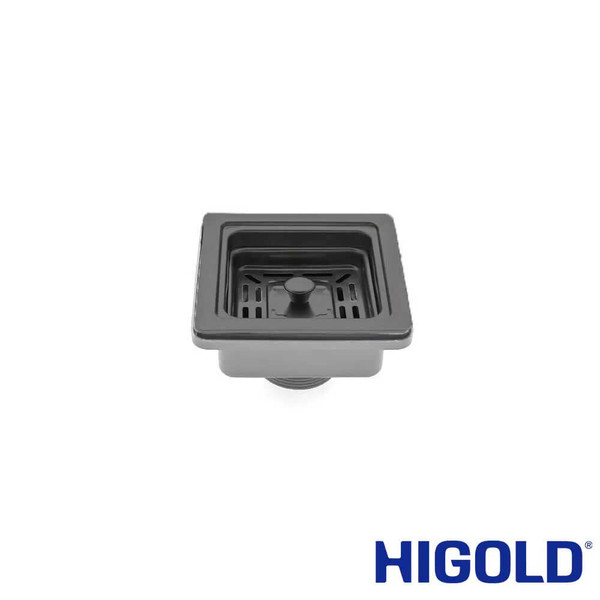 Higold Nano Coated PVD Gunblack Stainless Steel Square Sink Strainer and Waste Plug for Modern Kitchen Sinks in Australia.