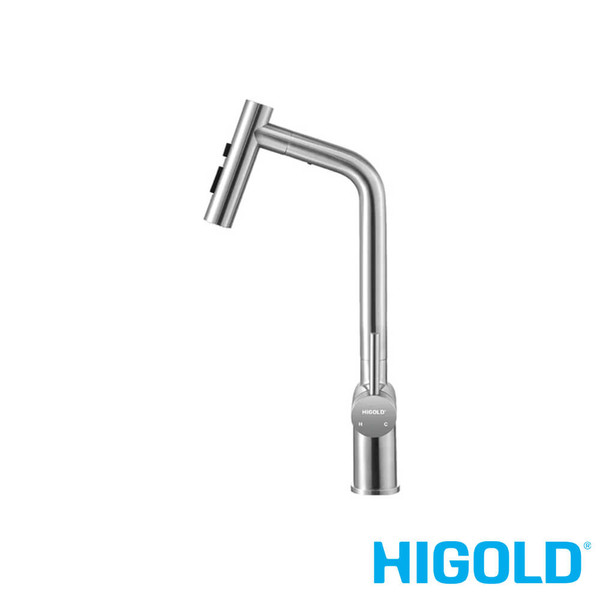 Higold BN1.0 Brushed PVD Tri-Functional Pull Out Kitchen Mixer Tap, Australia-wide shipping.