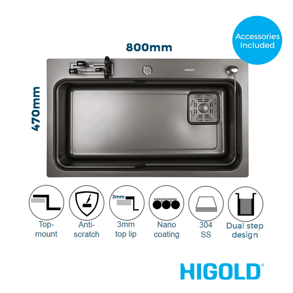 Higold-Belle-Luxe-2-Pvd-Black-Single-Bowl-Workstation-Kitchen-Sink