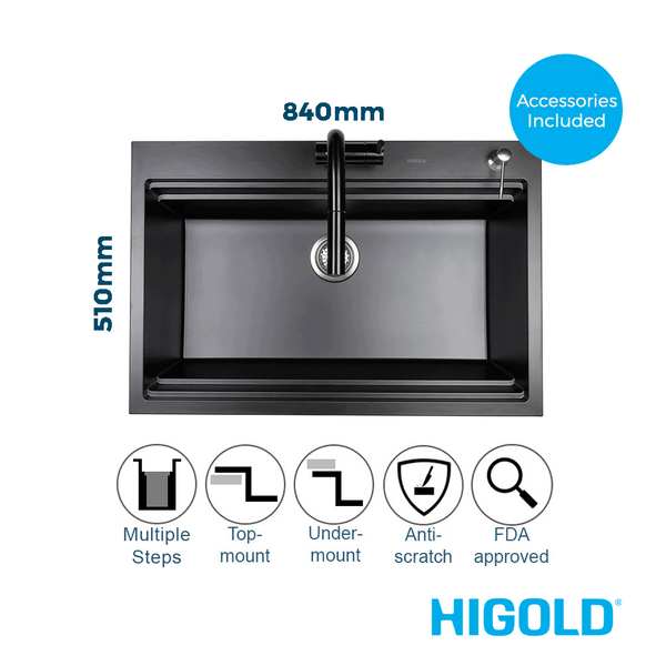 Higold-Granite-Composite-Black-840Mm-Workstation-Kitchen-Sink