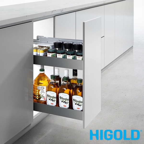 Higold Shearer 2-tier pull out kitchen cupboard organiser for 200mm side mount underbench storage in Australia.