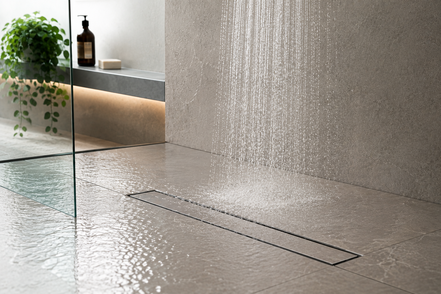 High flow rain shower head drain capacity