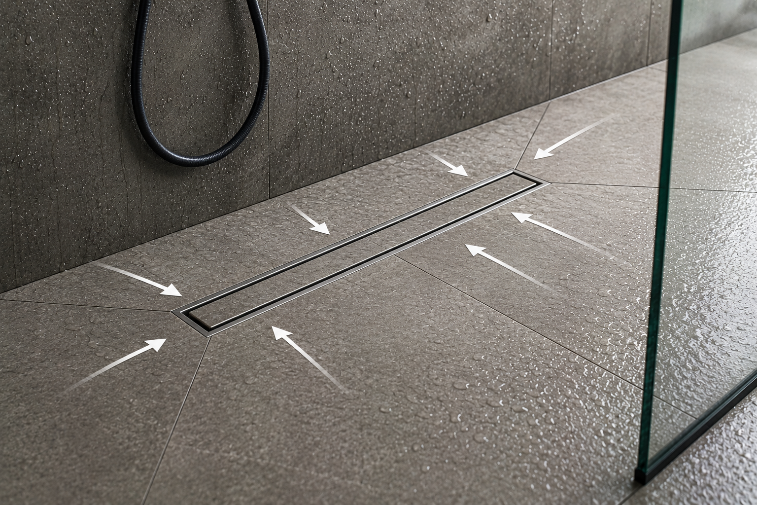 Shower floor slope and pitch