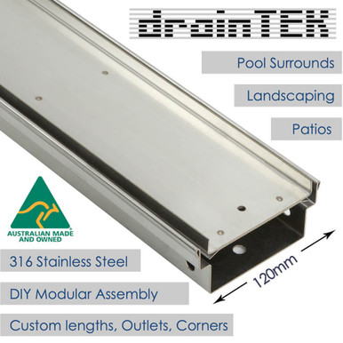 Outdoor Landscape Pool Drainage Channel - Tray and Grate - Tile Insert ...