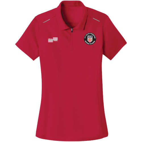 W2404R USSF Women's Red Performance Wicking Golf Shirt