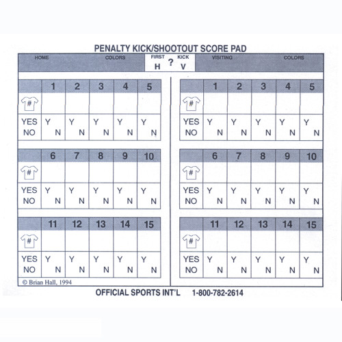 2051 Penalty Kick/Shoot-Out Scorepad