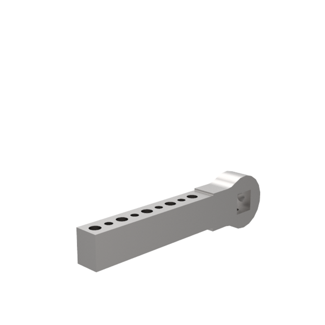 B8JG-1009-1 - Spannarm, seitlich, NAAMS, Länge 195 mm, Durchgangsbohrung 11 mm, mit Befestigungselementen