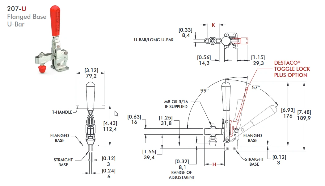 207-U - Vertical Hold-Down Toggle Locking Clamp - 3 of 3