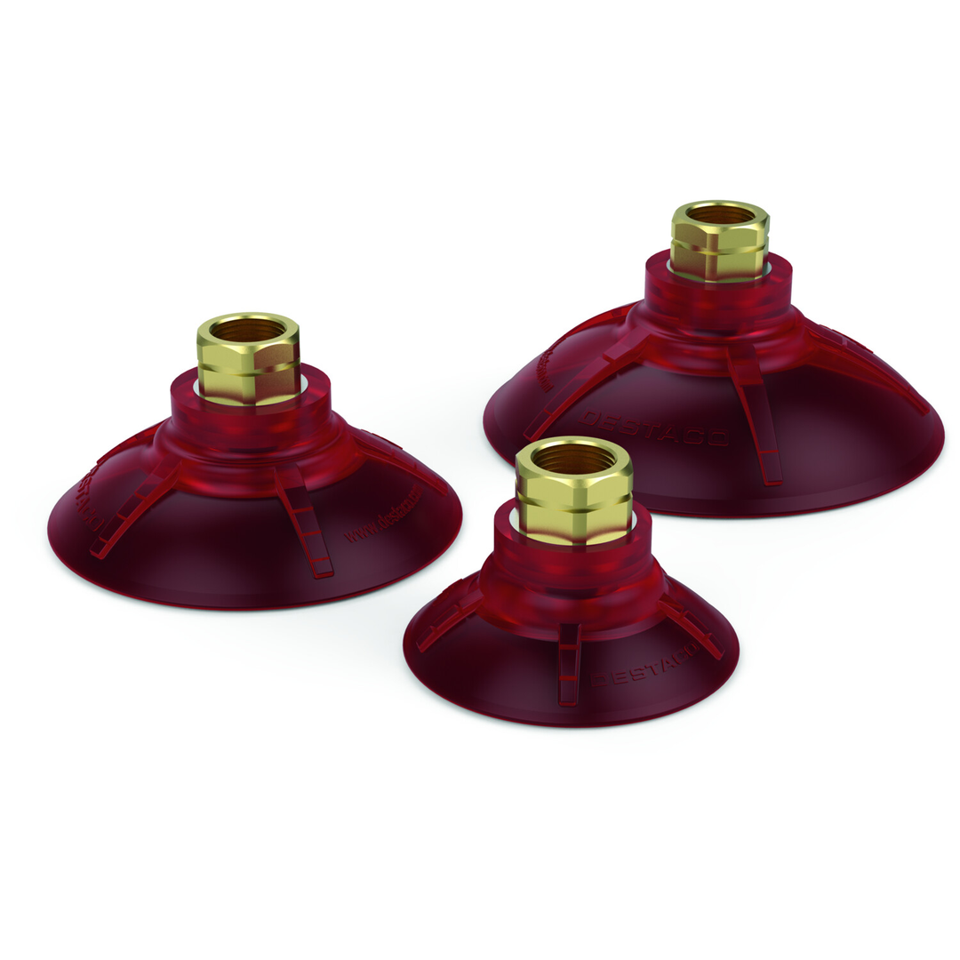 Round Deepdish Vacuum Cup, 90mm, M10 MOUNT, RED | VC-90DD-M10-PU60