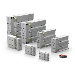 DLT-20-B-B-4 - Lineareinheit mit Führungsstangen, Mini, DirectConnect, Zylinder integriert, wiederholgenau, Doppel-Rollenlager