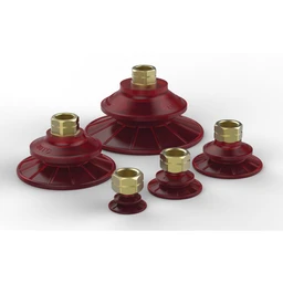 Round Bellows Vacuum Cup, 80mm, 3/8 NPS PLASTIC, RED | VC-80TC-S38-PU55