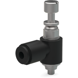 VLVF-008 : M5 Durchflusskontrolle, verstellbar, Ellbogen, auf 6mm AD Schlauch, Steckanschluss