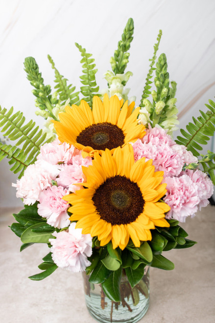 Feliz Día / Girasoles y Claveles Rosas TECÁMAC