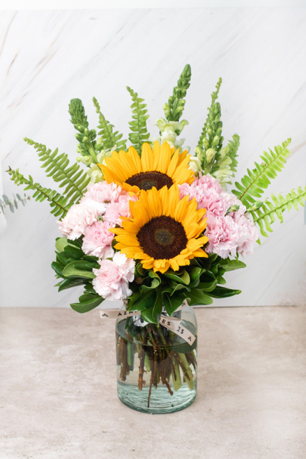 Feliz Día / Girasoles y Claveles Rosas V. BRAVO
