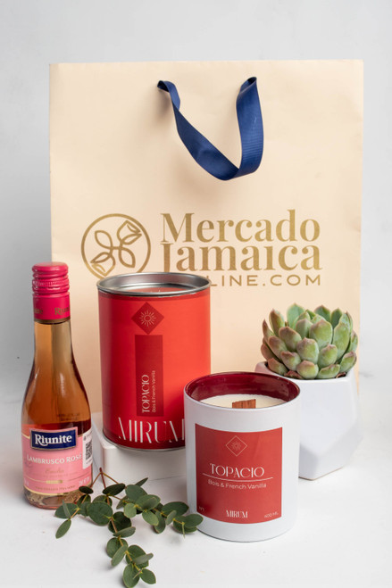 Kit Vela Mirium Topacio - Vino Rosado + Suculenta