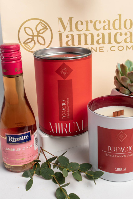Kit Vela Mirium Topacio - Vino Rosado + Suculenta